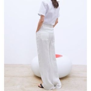 NEW ZARA White wide leg trousers pants xs